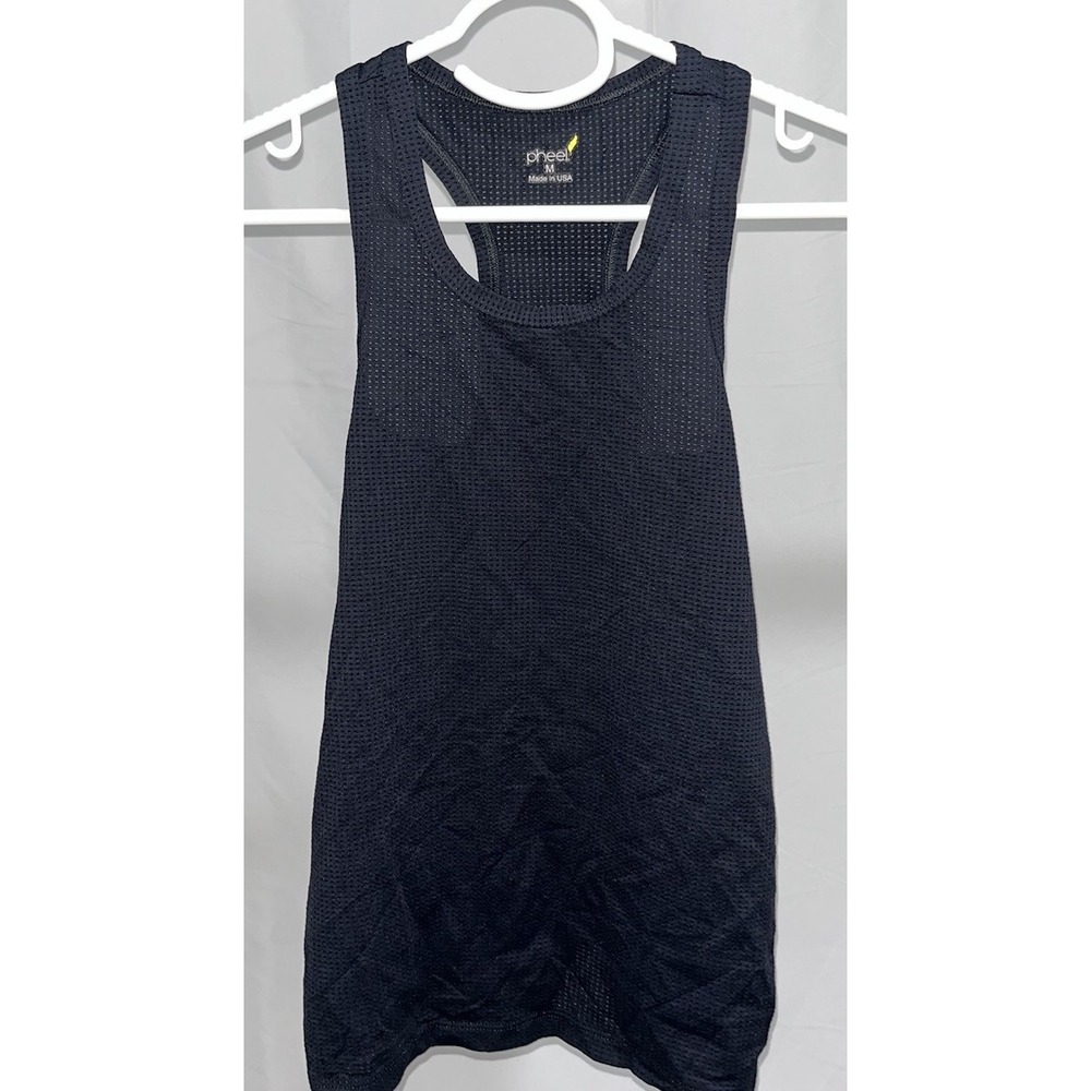 Pheel Breathe Tank Top Black Mesh Racerback Activewear Gym Yoga USA Made Medium